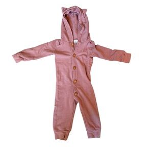 Little Road Co (formerly Lulu &Roo) Pink Hooded Baby Onesie with Ears